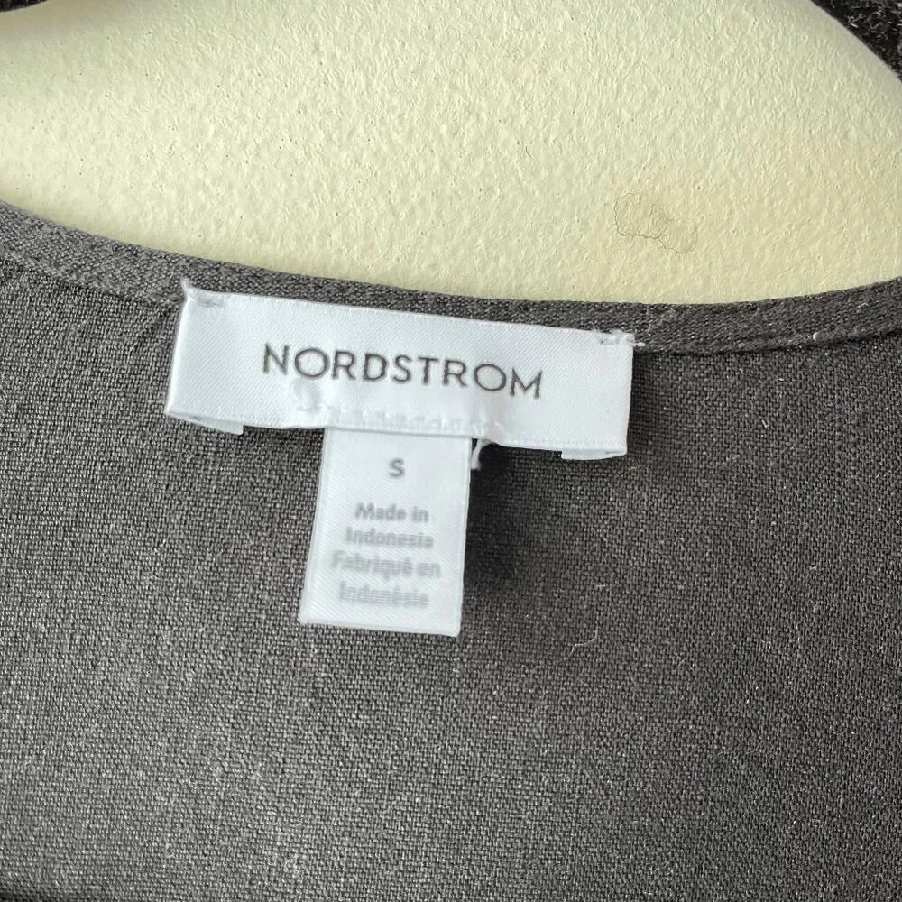 Nordstrom Black Linen Blend Sleeveless Wrap Midi Dress w/ Pockets, Size S - Picture 3 of 9